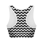 Black And White Chevron Pattern Print Women's Sports Bra