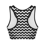 Black And White Chevron Pattern Print Women's Sports Bra