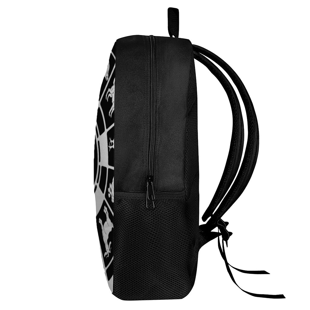 Black And White Chinese Zodiac Print 17 Inch Backpack