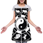Black And White Chinese Zodiac Print Adjustable Apron