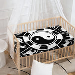 Black And White Chinese Zodiac Print Baby Crib Sheet