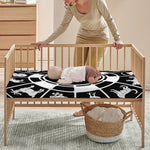 Black And White Chinese Zodiac Print Baby Crib Sheet