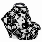 Black And White Chinese Zodiac Print Baby Seat Cover