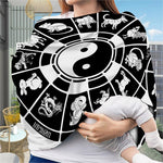 Black And White Chinese Zodiac Print Baby Seat Cover
