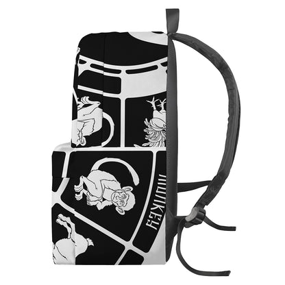 Black And White Chinese Zodiac Print Backpack