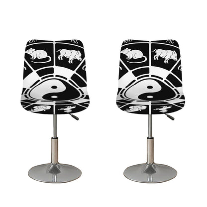 Black And White Chinese Zodiac Print Bar Stool Covers