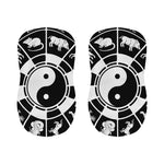Black And White Chinese Zodiac Print Bar Stool Covers