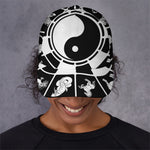 Black And White Chinese Zodiac Print Baseball Cap