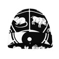 Black And White Chinese Zodiac Print Beanie