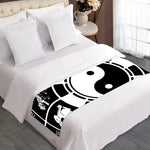 Black And White Chinese Zodiac Print Bed Runner