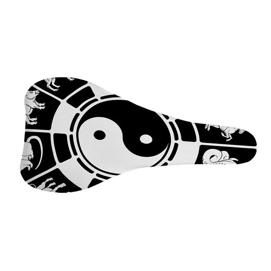 Black And White Chinese Zodiac Print Bicycle Seat Cover