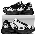 Black And White Chinese Zodiac Print Black Chunky Shoes