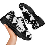 Black And White Chinese Zodiac Print Black Chunky Shoes