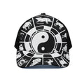 Black And White Chinese Zodiac Print Black Mesh Trucker Hat