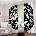 Black And White Chinese Zodiac Print Blackout Grommet Curtains