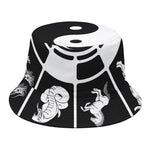 Black And White Chinese Zodiac Print Bucket Hat