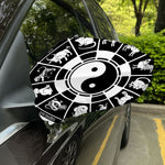 Black And White Chinese Zodiac Print Car Side Mirror Covers