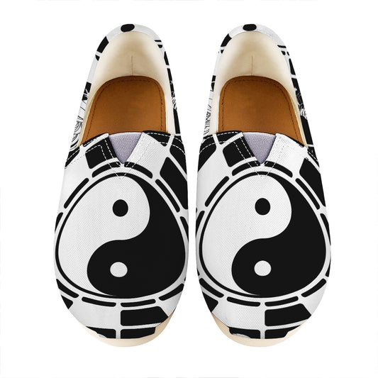Black And White Chinese Zodiac Print Casual Shoes