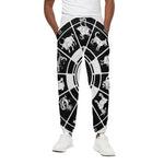 Black And White Chinese Zodiac Print Cotton Pants