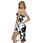 Black And White Chinese Zodiac Print Cross Back Cami Dress
