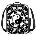 Black And White Chinese Zodiac Print Crossbody Lunch Bag
