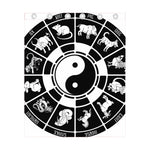 Black And White Chinese Zodiac Print Curtain