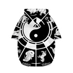 Black And White Chinese Zodiac Print Dog Zip Up Hoodie