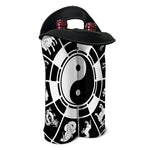 Black And White Chinese Zodiac Print Double Neoprene Wine Tote