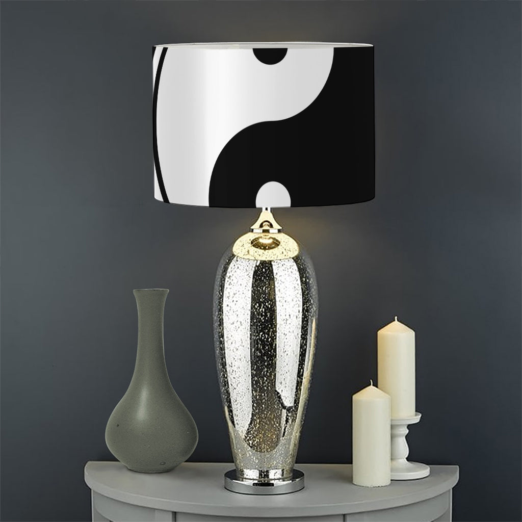 Black And White Chinese Zodiac Print Drum Lamp Shade