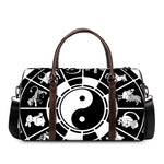 Black And White Chinese Zodiac Print Duffle Bag
