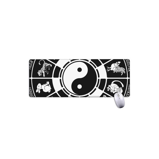 Black And White Chinese Zodiac Print Extended Mouse Pad