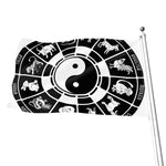 Black And White Chinese Zodiac Print Flag