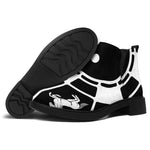 Black And White Chinese Zodiac Print Flat Ankle Boots