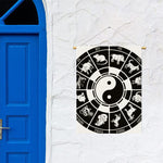 Black And White Chinese Zodiac Print Garden Flag