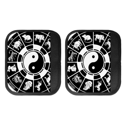 Black And White Chinese Zodiac Print Handle Covers