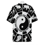 Black And White Chinese Zodiac Print Hawaiian Shirt
