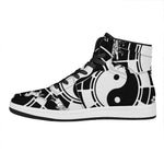 Black And White Chinese Zodiac Print High Top Leather Sneakers