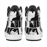 Black And White Chinese Zodiac Print High Top Leather Sneakers