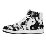 Black And White Chinese Zodiac Print High Top Leather Sneakers