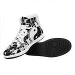 Black And White Chinese Zodiac Print High Top Leather Sneakers