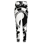 Black And White Chinese Zodiac Print High-Waisted Pocket Leggings