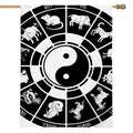 Black And White Chinese Zodiac Print House Flag