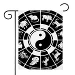 Black And White Chinese Zodiac Print House Flag