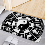 Black And White Chinese Zodiac Print Indoor Door Mat