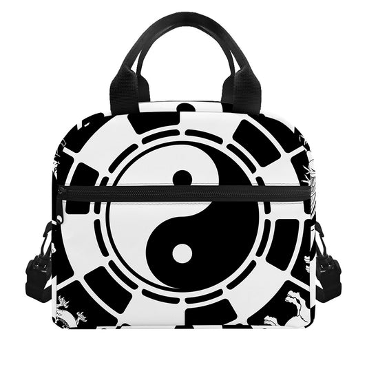 Black And White Chinese Zodiac Print Insulated Lunch Bag
