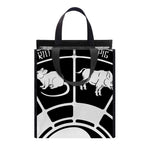 Black And White Chinese Zodiac Print Insulated Lunch Tote