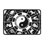 Black And White Chinese Zodiac Print Kitchen Mat