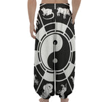 Black And White Chinese Zodiac Print Lantern Pants