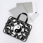 Black And White Chinese Zodiac Print Laptop Sleeve With Handle