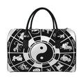 Black And White Chinese Zodiac Print Leather Duffel Bag